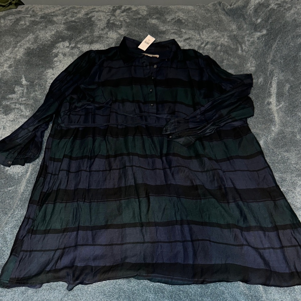 Striped Navy and Green long sleeved Dress